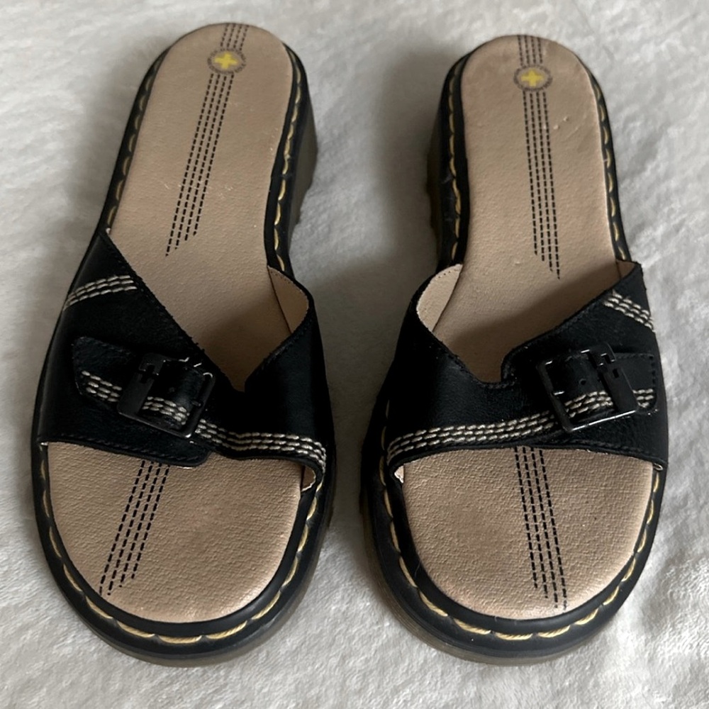 Vintage Dr. Martens Black Leather Buckle Chunky Sole Sandals Womens 10 Mens 9